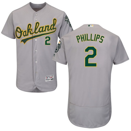 Athletics #2 Tony Phillips Grey Flexbase Authentic Collection Stitched MLB Jersey